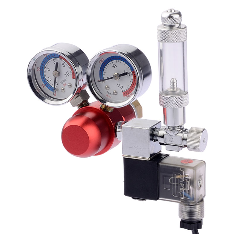 ST-04 akvarium CO2-regulator med dobbelte trykmålere og enkelt bobletæller